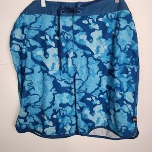 HUK Stretch Flex Performance Blue Board Shorts Size 40 Swim Trunks swimming pool